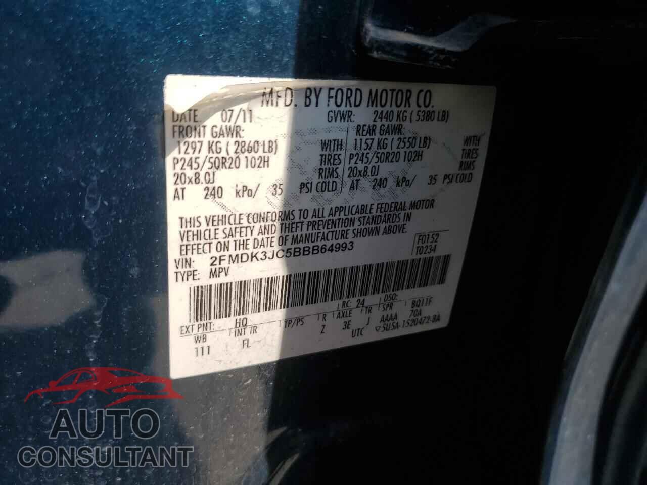 FORD EDGE 2011 - 2FMDK3JC5BBB64993