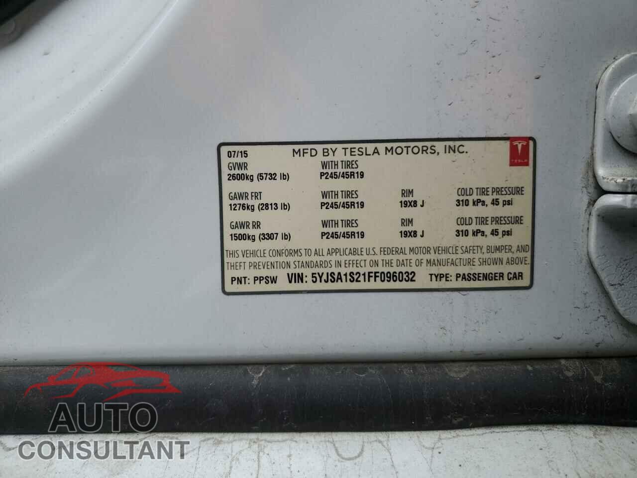 TESLA MODEL S 2015 - 5YJSA1S21FF096032