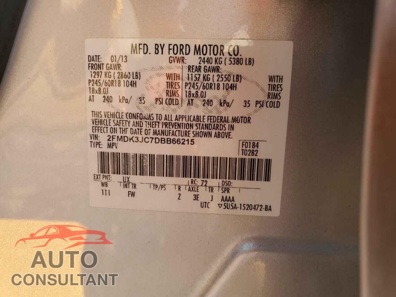 FORD EDGE 2013 - 2FMDK3JC7DBB66215