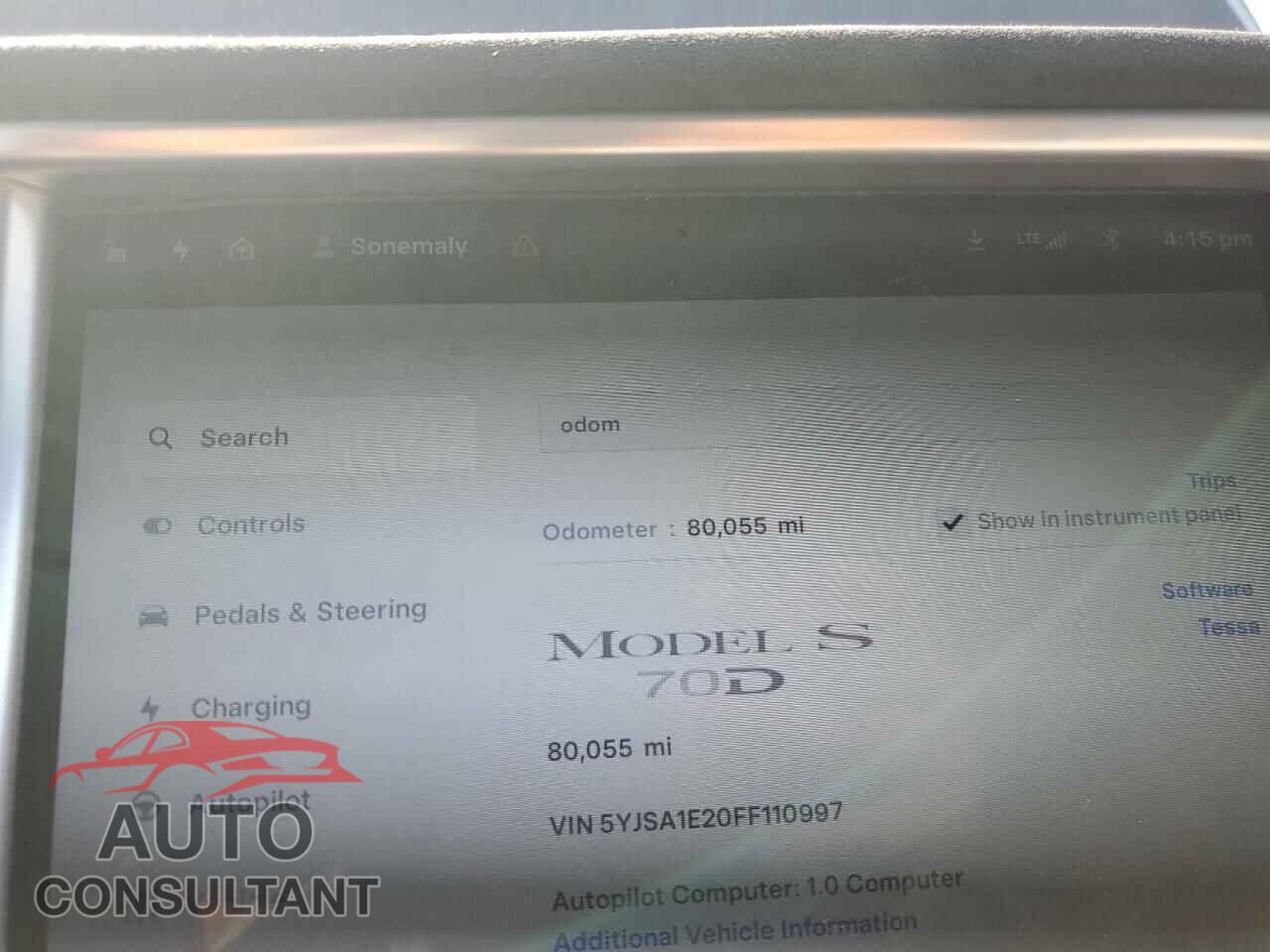 TESLA MODEL S 2015 - 5YJSA1E20FF110997
