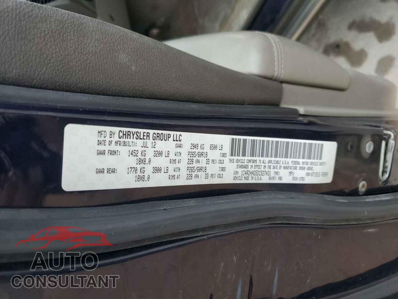 DODGE DURANGO 2013 - 1C4RDHAG5DC527431