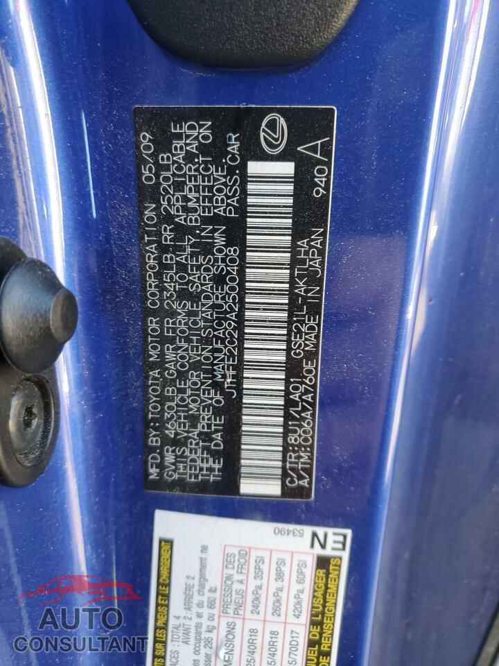 LEXUS IS 2010 - JTHFE2C29A2500408