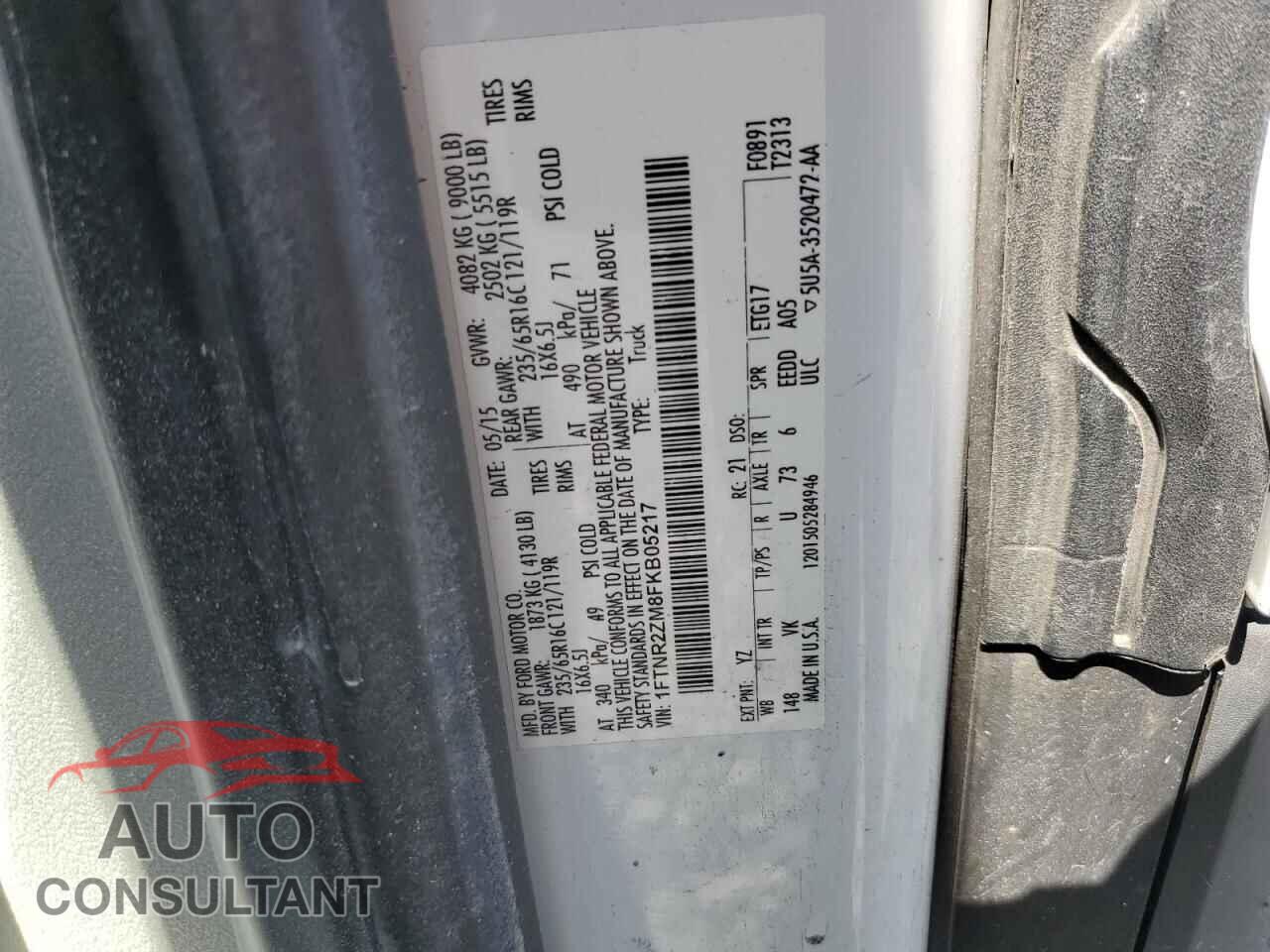 FORD TRANSIT 2015 - 1FTNR2ZM8FKB05217