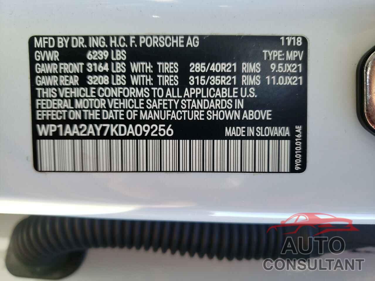 PORSCHE CAYENNE 2019 - WP1AA2AY7KDA09256