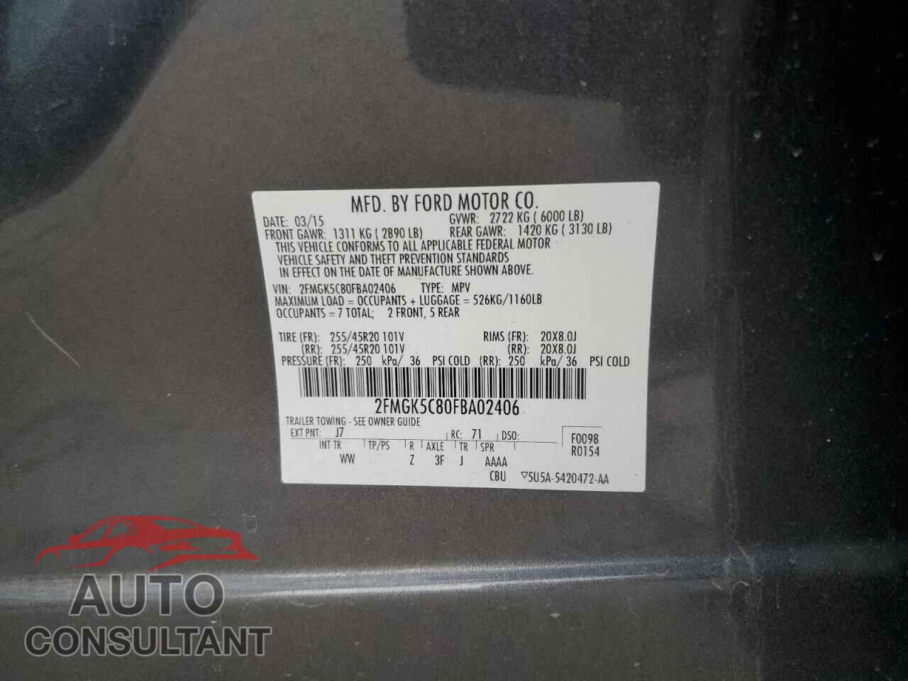 FORD FLEX 2015 - 2FMGK5C80FBA02406