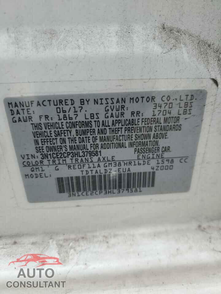 NISSAN VERSA 2017 - 3N1CE2CP3HL379581