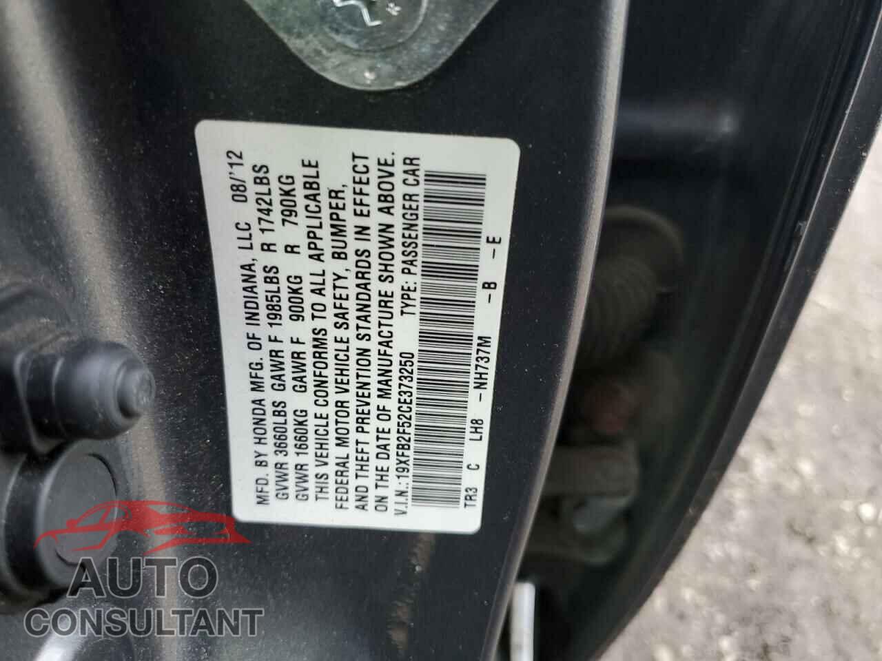 HONDA CIVIC 2012 - 19XFB2F52CE373250