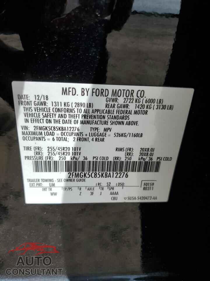 FORD FLEX 2019 - 2FMGK5C85KBA12276