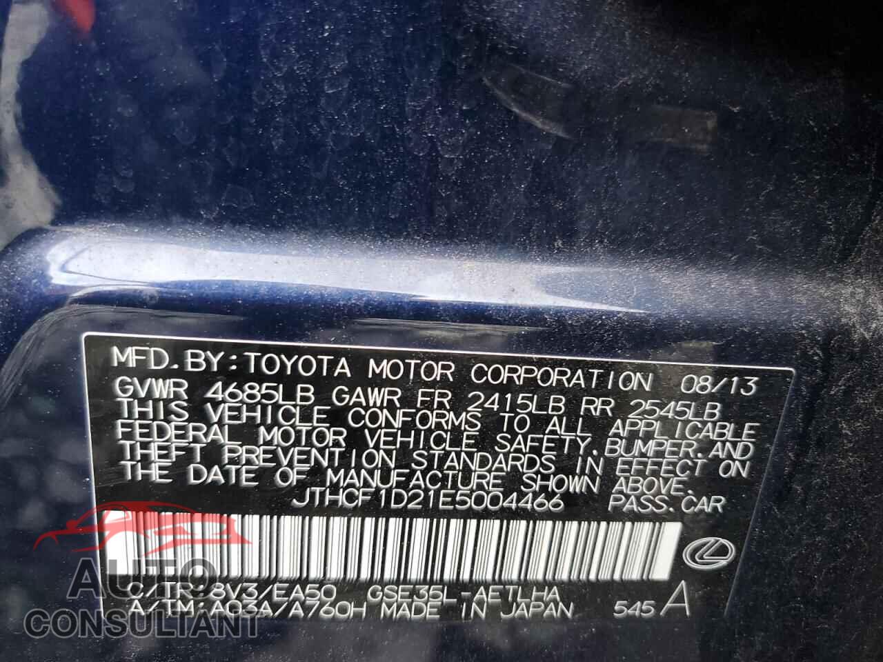 LEXUS IS 2014 - JTHCF1D21E5004466