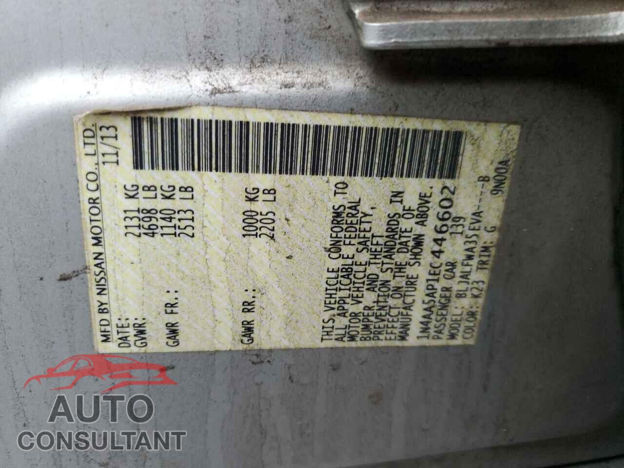 NISSAN MAXIMA 2014 - 1N4AA5AP1EC446602