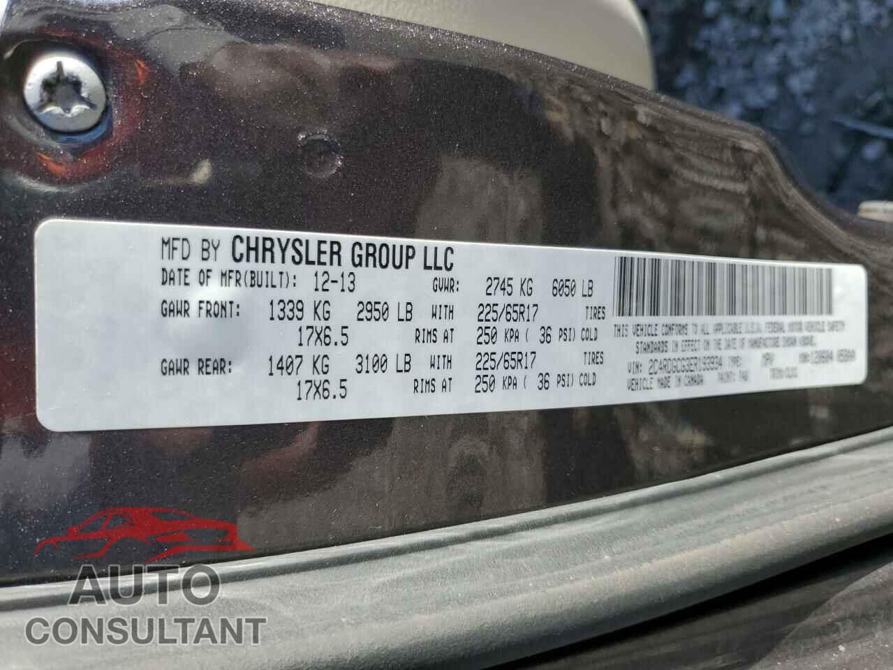DODGE CARAVAN 2014 - 2C4RDGCG3ER193934