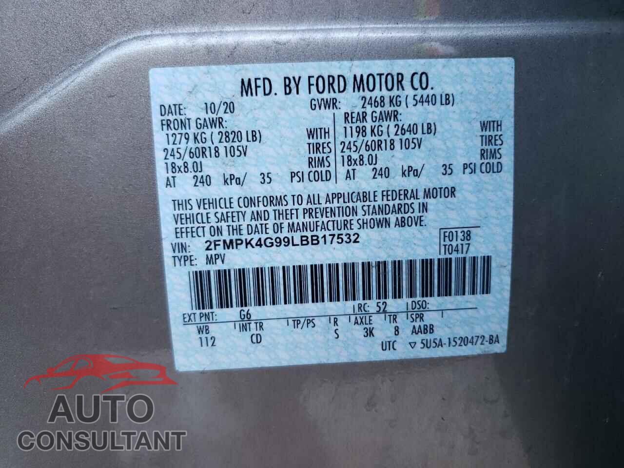 FORD EDGE 2020 - 2FMPK4G99LBB17532
