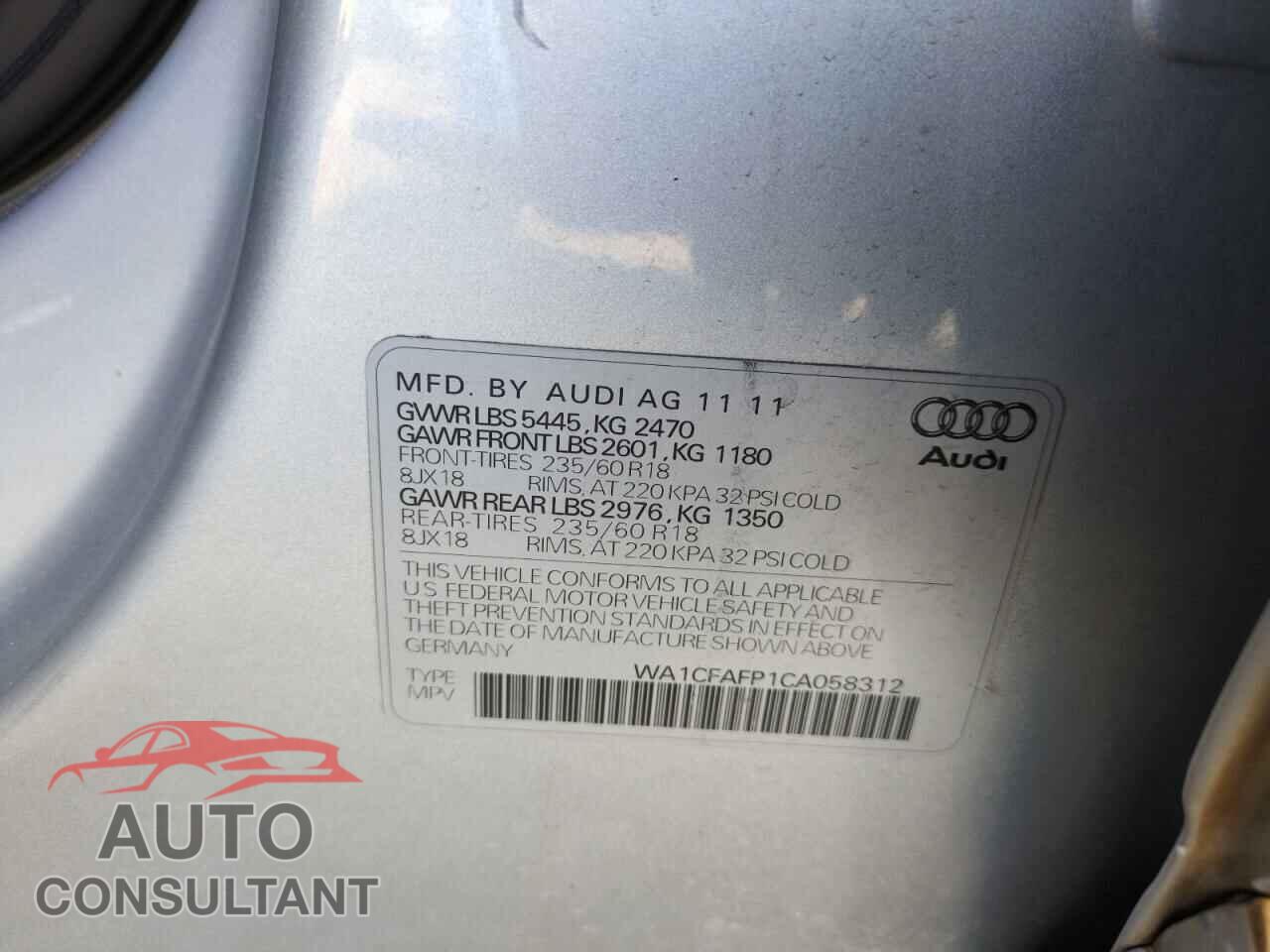 AUDI Q5 2012 - WA1CFAFP1CA058312