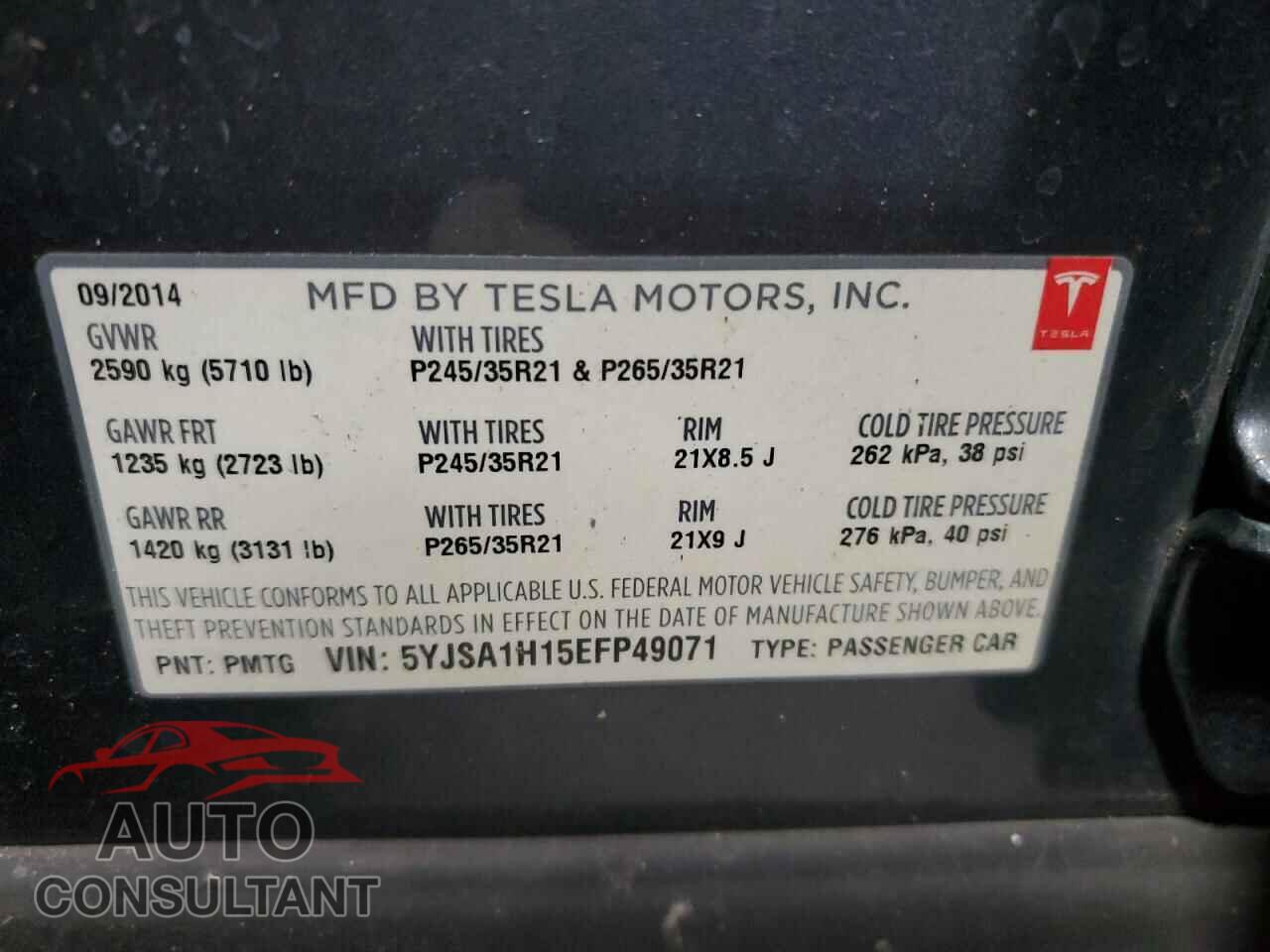 TESLA MODEL S 2014 - 5YJSA1H15EFP49071