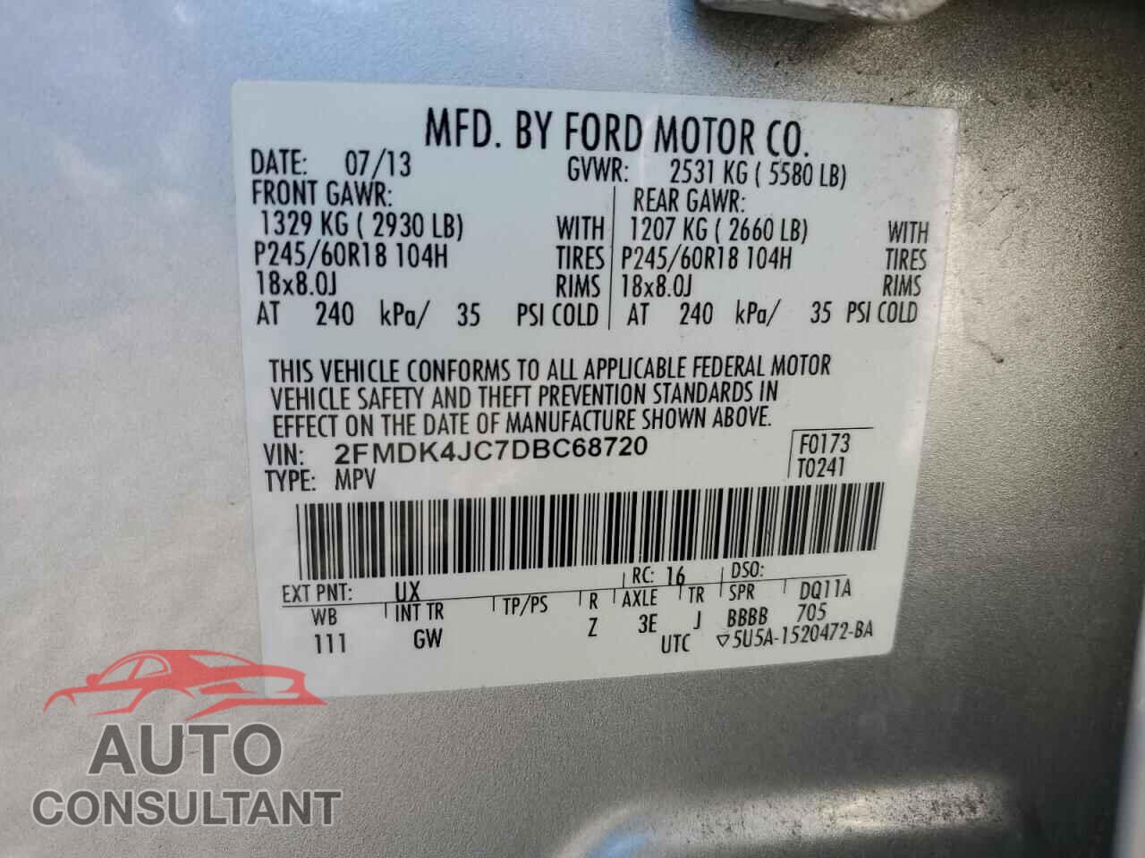 FORD EDGE 2013 - 2FMDK4JC7DBC68720