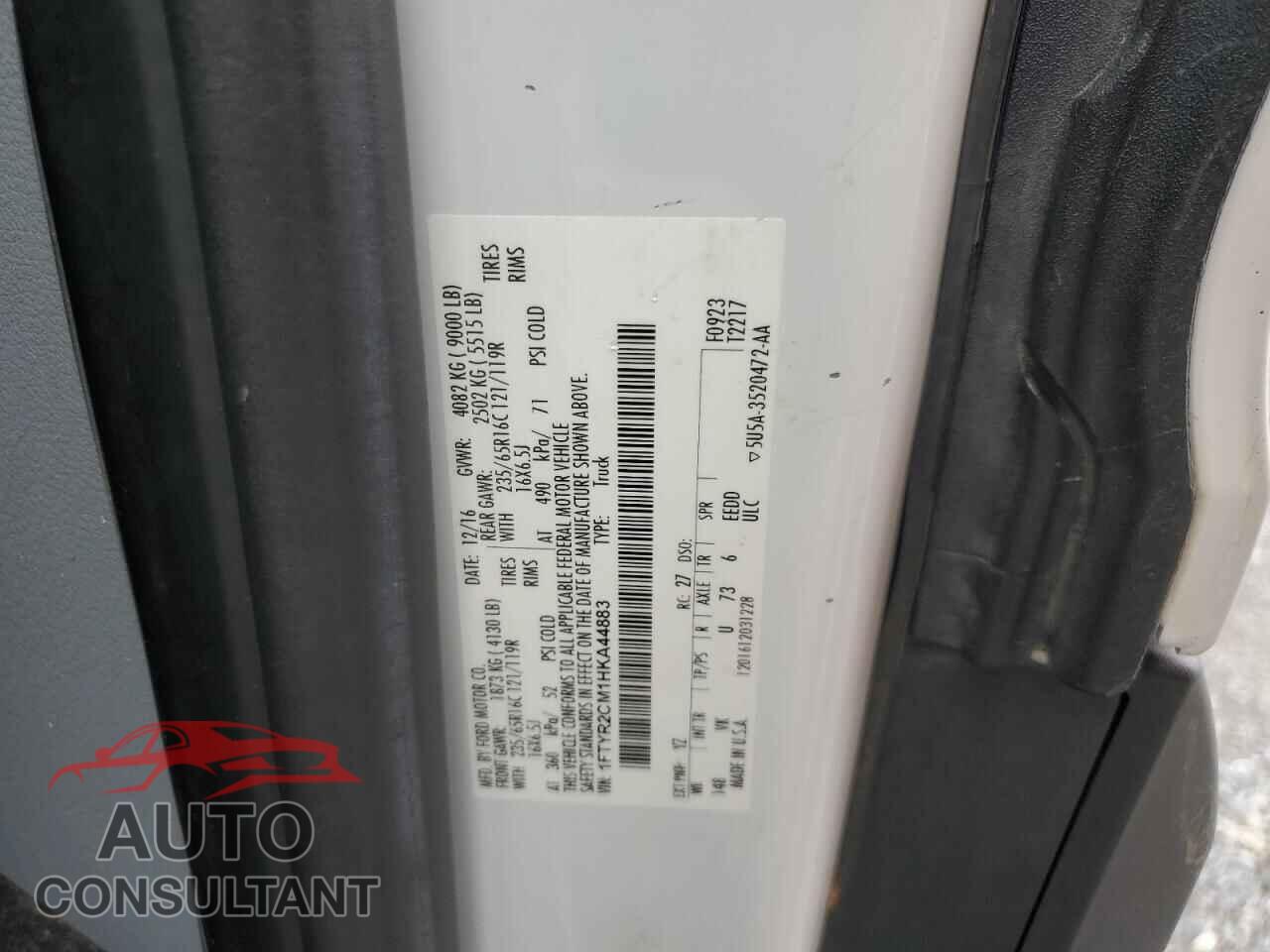 FORD TRANSIT 2017 - 1FTYR2CM1HKA44883