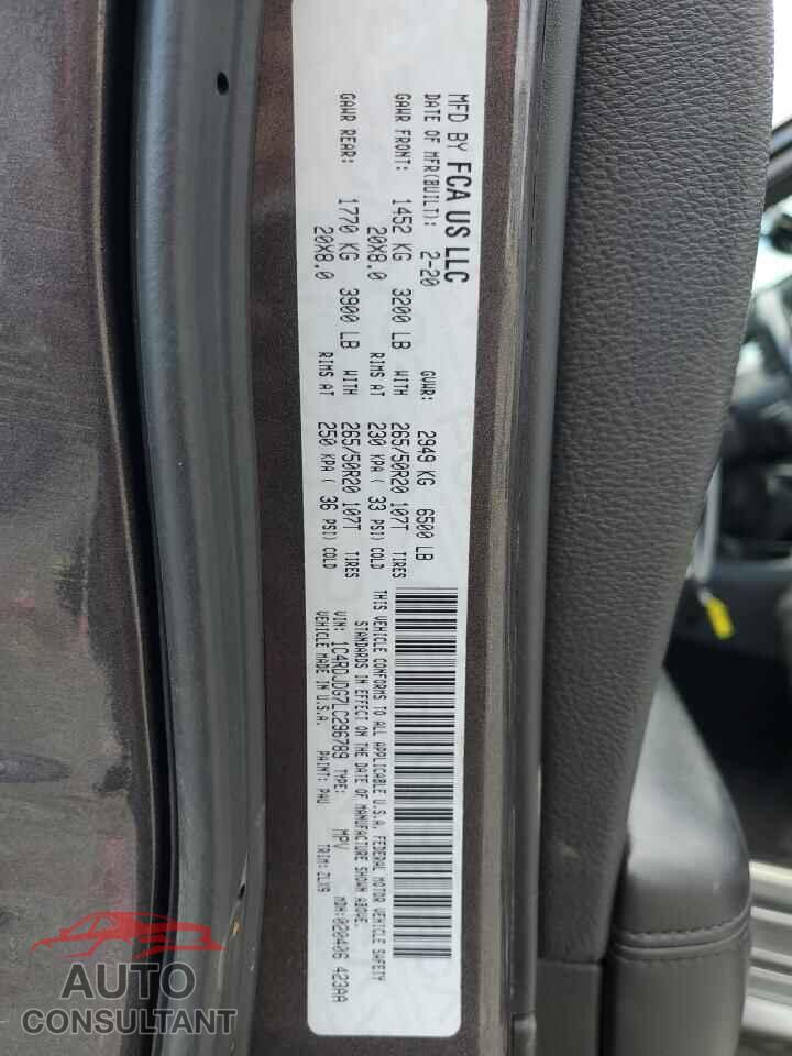 DODGE DURANGO 2020 - 1C4RDJDG7LC296789