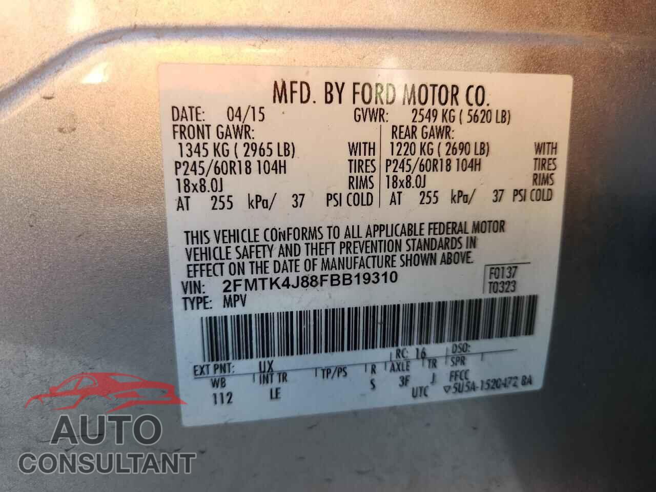 FORD EDGE 2015 - 2FMTK4J88FBB19310
