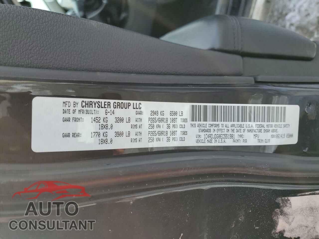 DODGE DURANGO 2014 - 1C4RDJDG0EC551981