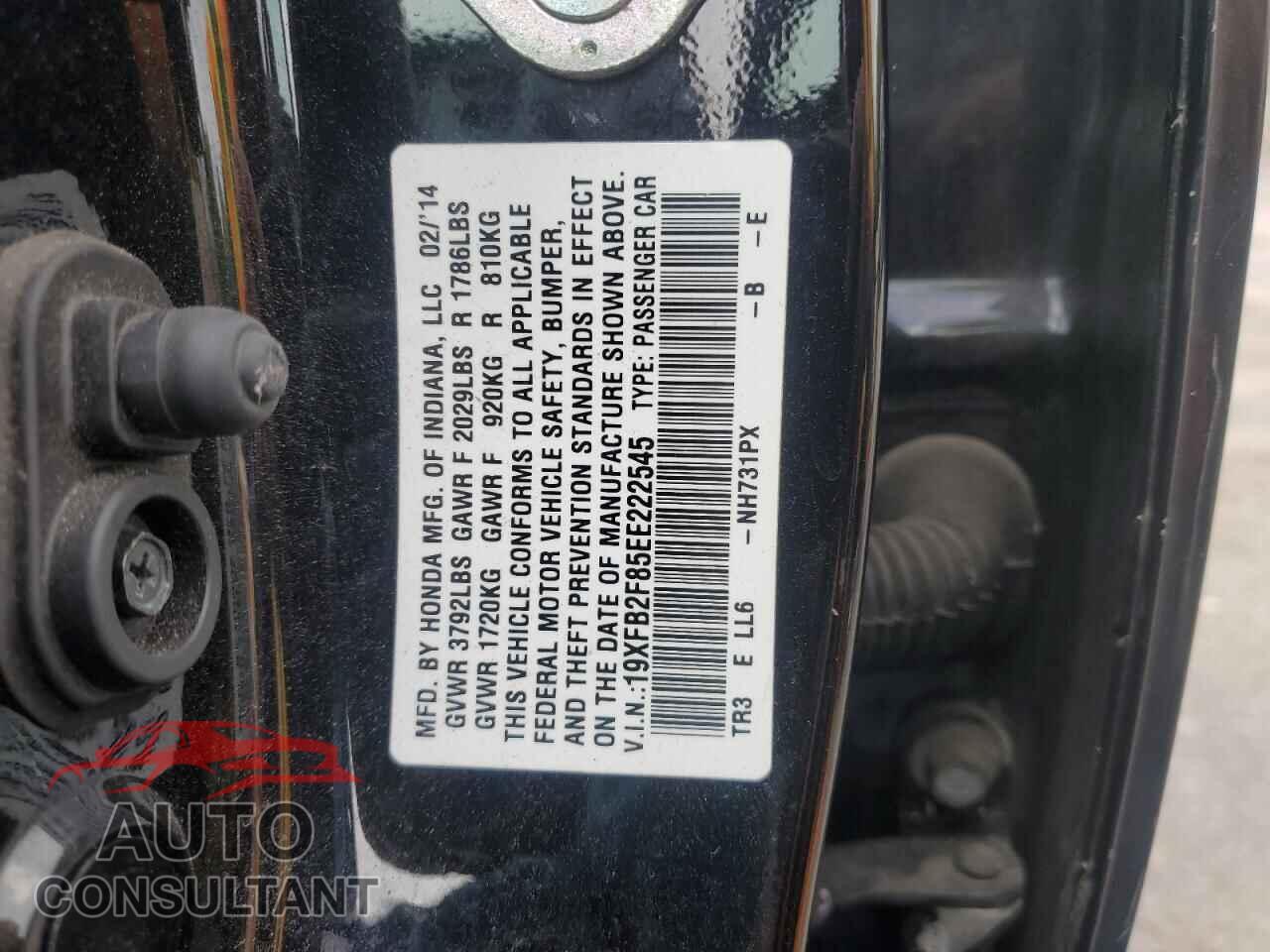 HONDA CIVIC 2014 - 19XFB2F85EE222545