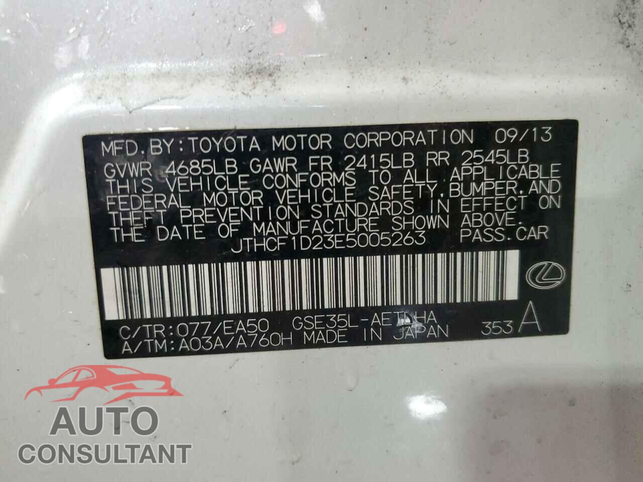 LEXUS IS 2014 - JTHCF1D23E5005263