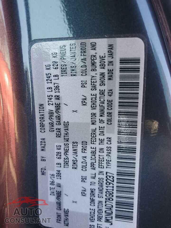 MAZDA MX5 2016 - JM1NDAD78G0119237