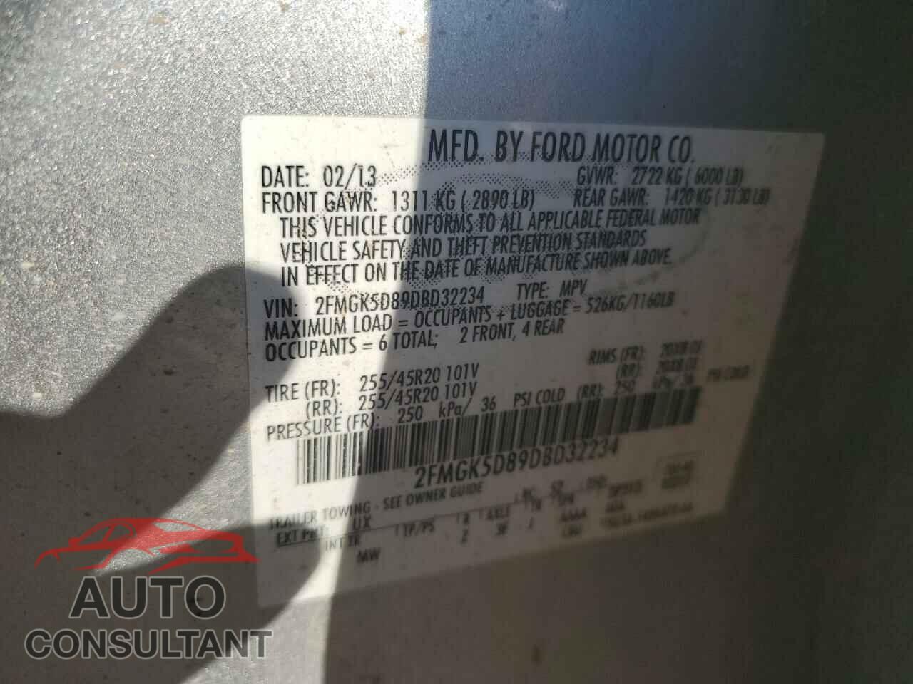 FORD FLEX 2013 - 2FMGK5D89DBD32234