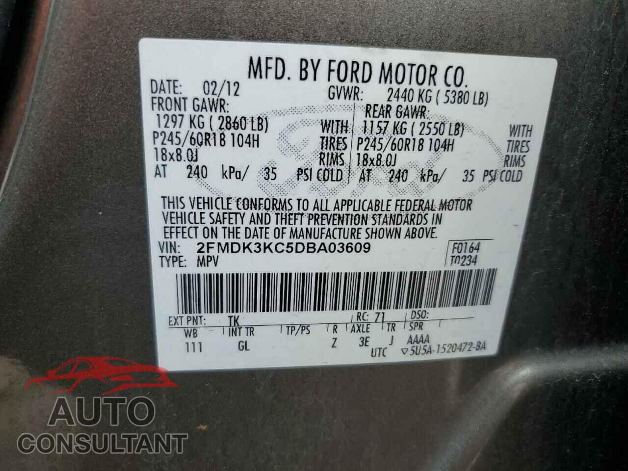 FORD EDGE 2013 - 2FMDK3KC5DBA03609