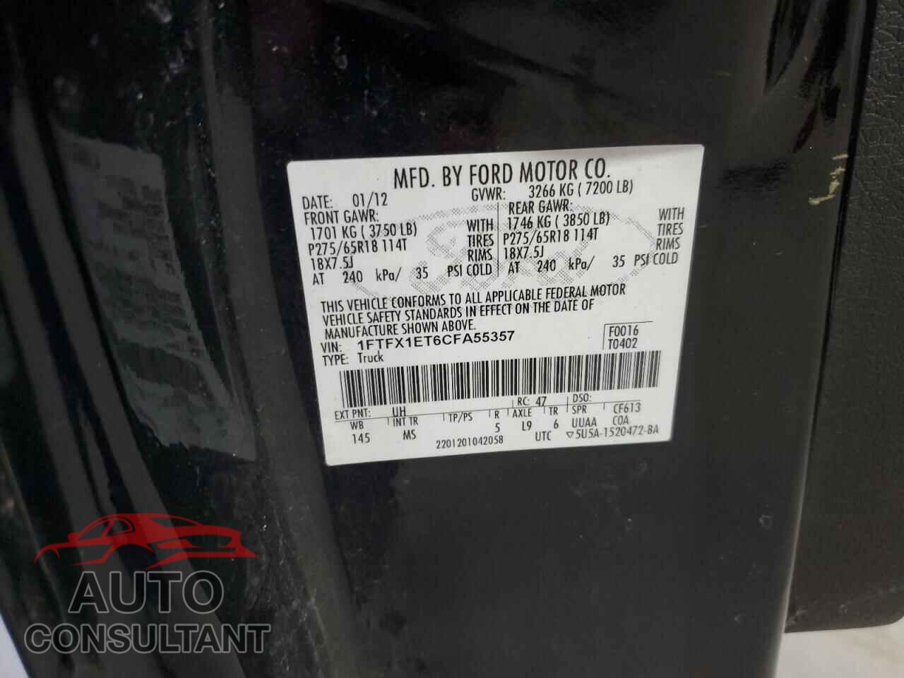 FORD F150 2012 - 1FTFX1ET6CFA55357