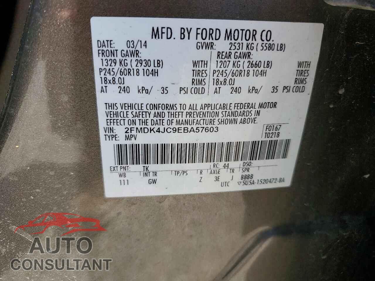 FORD EDGE 2014 - 2FMDK4JC9EBA57603