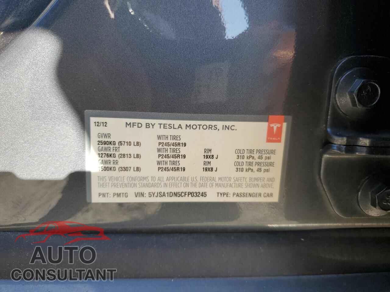 TESLA MODEL S 2012 - 5YJSA1DN5CFP03245