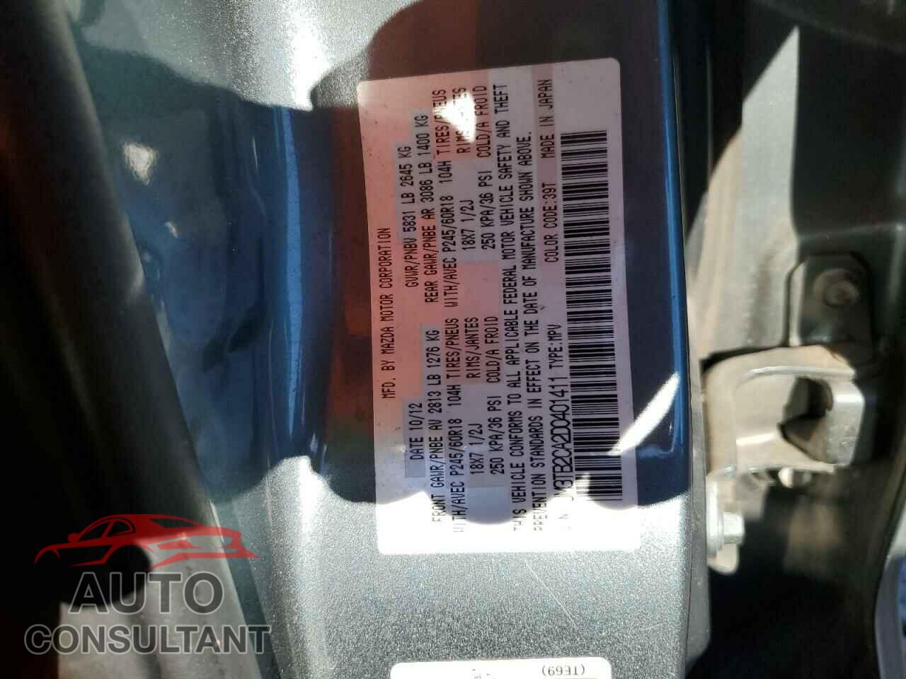 MAZDA CX-9 2013 - JM3TB2CA2D0401411