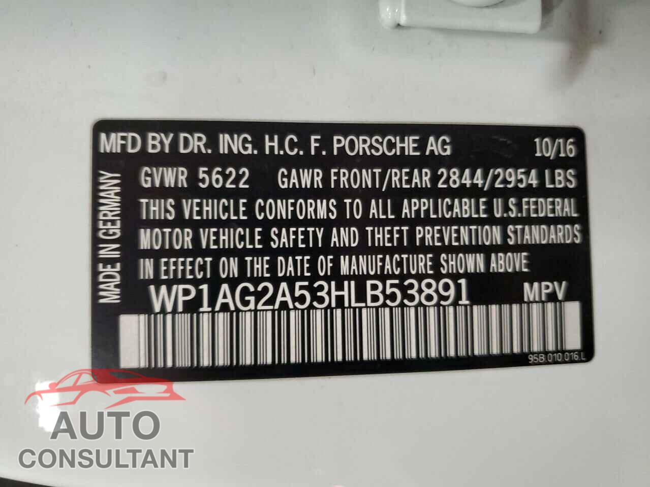PORSCHE MACAN 2017 - WP1AG2A53HLB53891