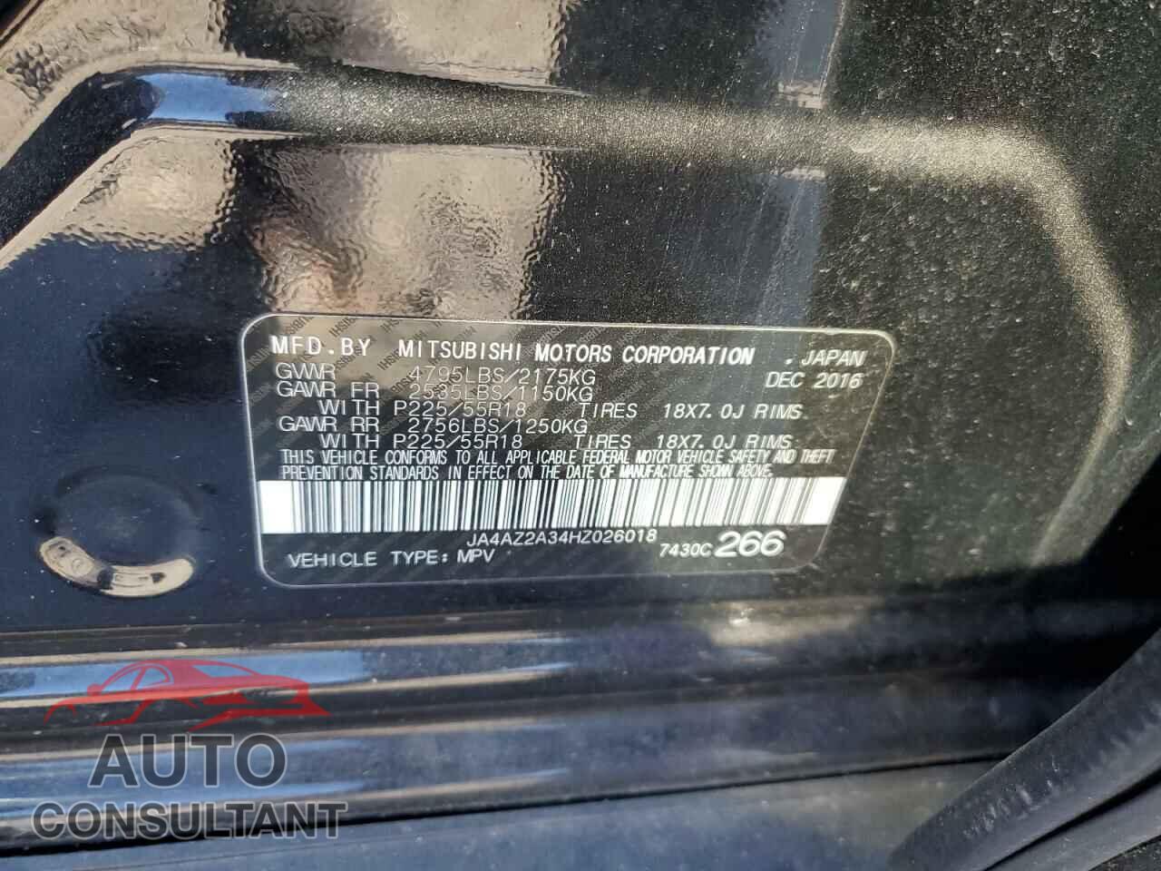 MITSUBISHI OUTLANDER 2017 - JA4AZ2A34HZ026018