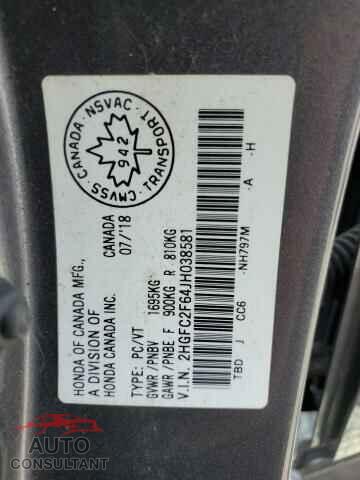 HONDA CIVIC 2018 - 2HGFC2F64JH038581