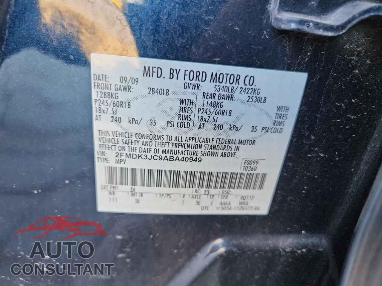 FORD EDGE 2010 - 2FMDK3JC9ABA40949