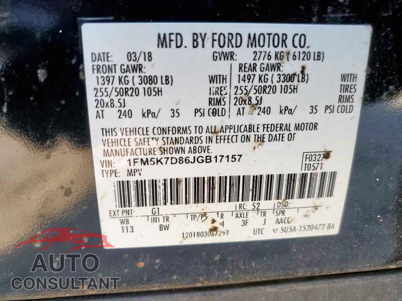 FORD EXPLORER 2018 - 1FM5K7D86JGB17157