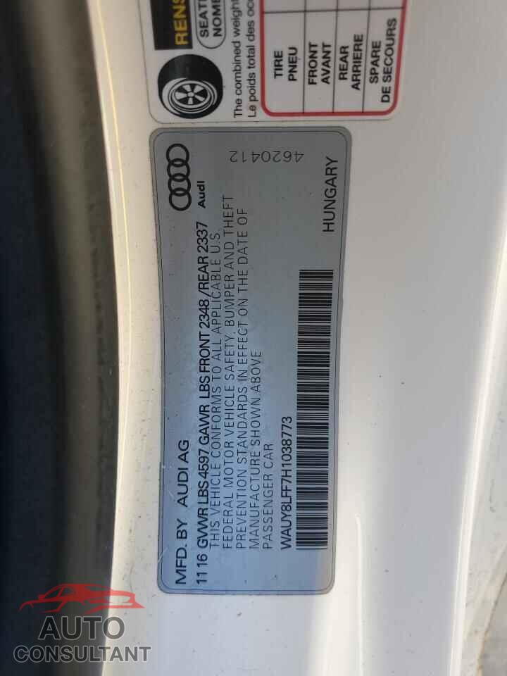AUDI A3 2017 - WAUY8LFF7H1038773