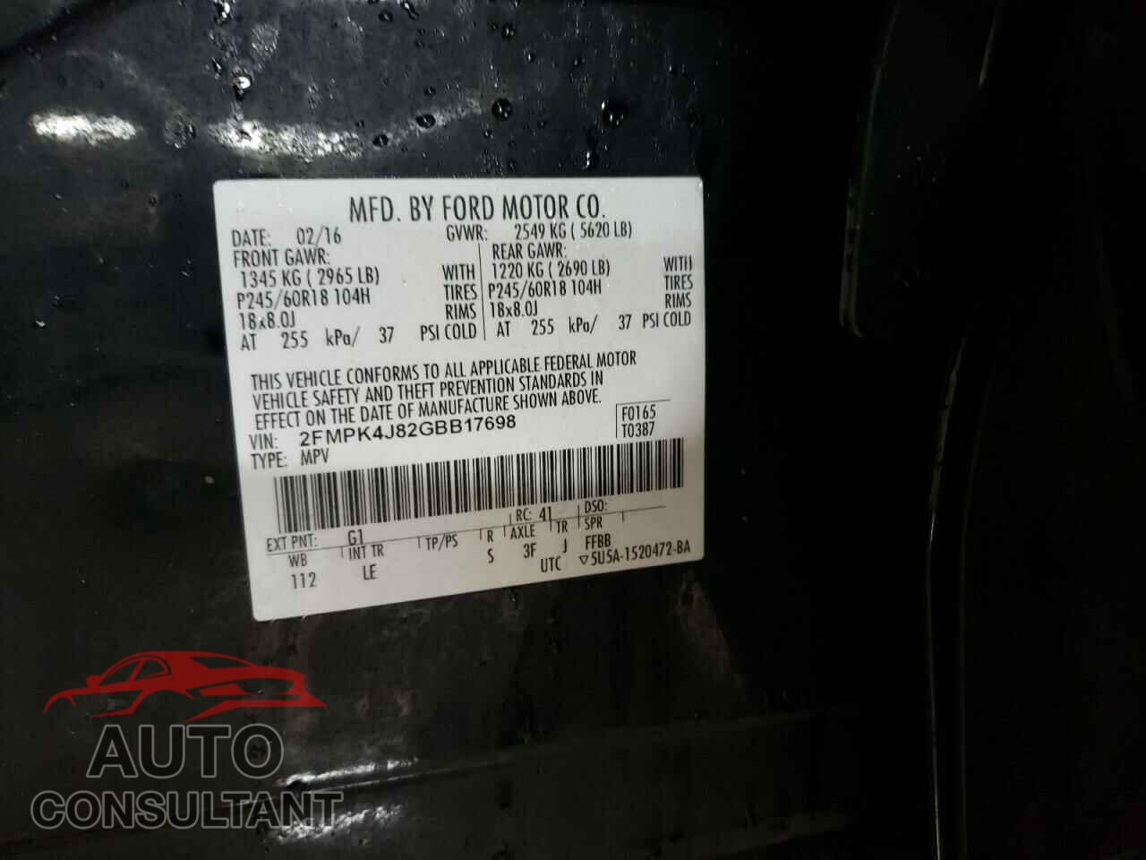 FORD EDGE 2016 - 2FMPK4J82GBB17698
