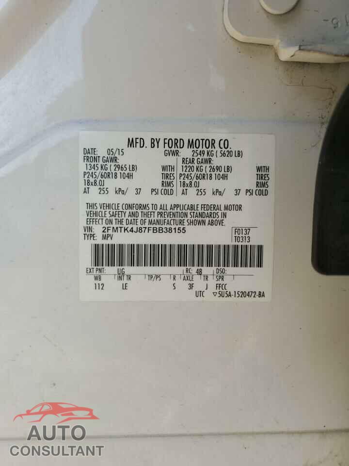 FORD EDGE 2015 - 2FMTK4J87FBB38155