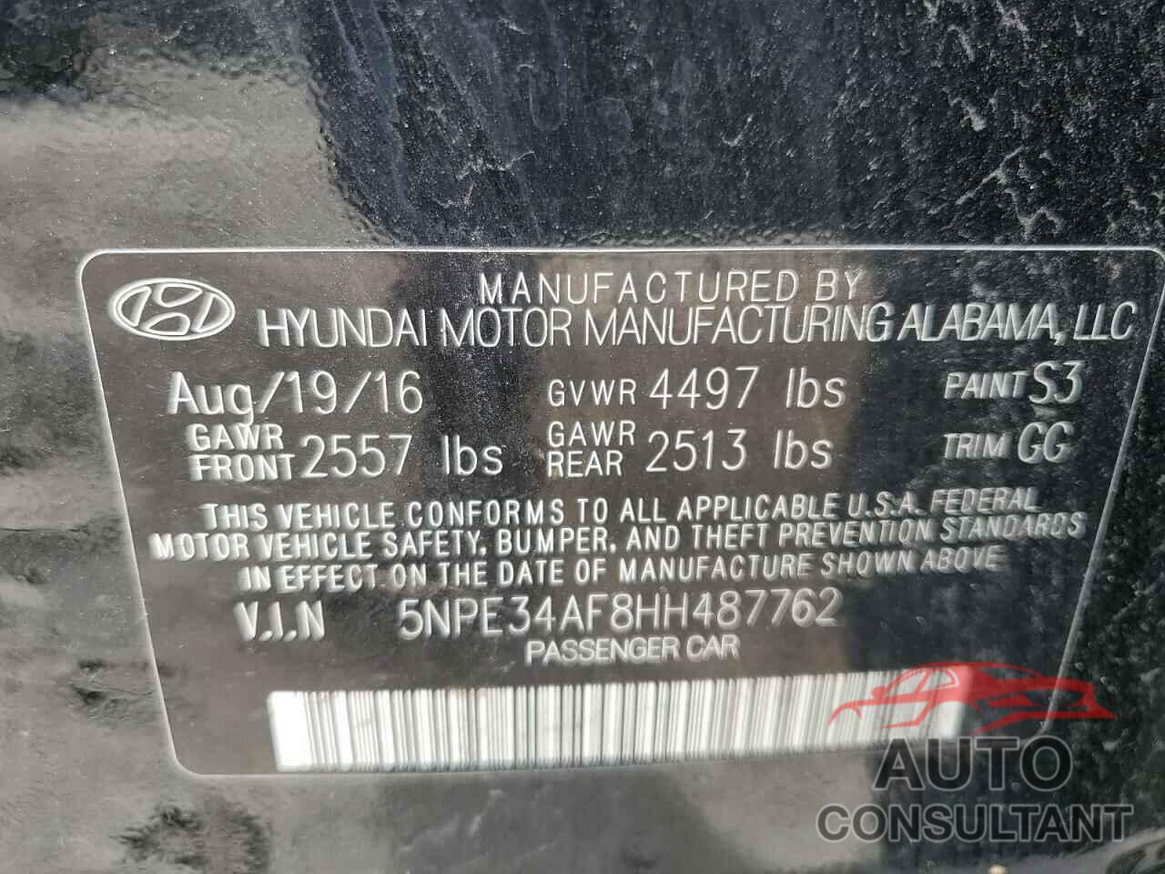 HYUNDAI SONATA 2017 - 5NPE34AF8HH487762