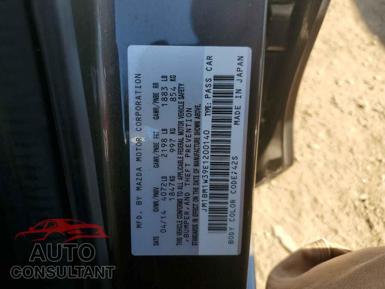 MAZDA 3 2014 - JM1BM1W39E1200140