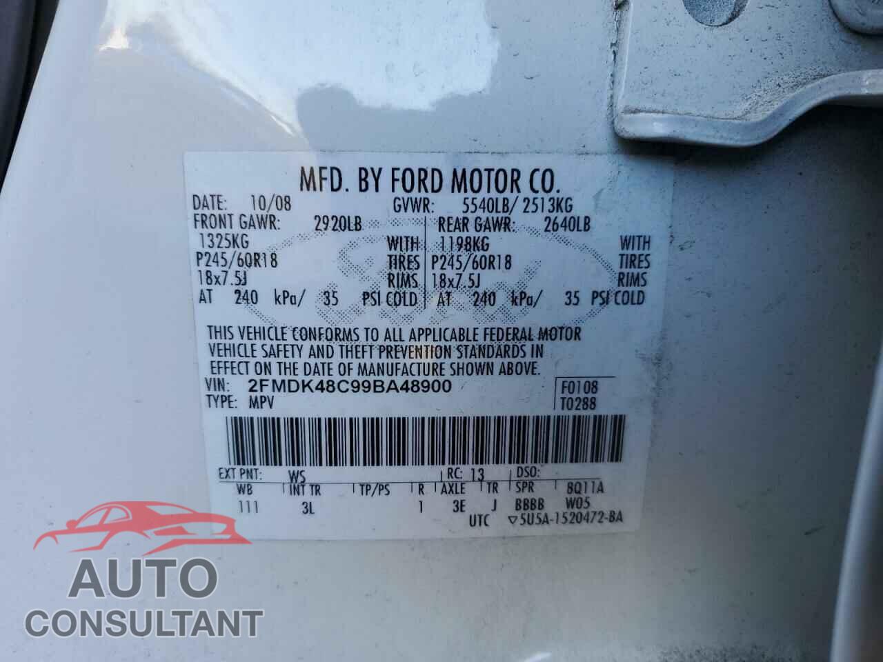 FORD EDGE 2009 - 2FMDK48C99BA48900