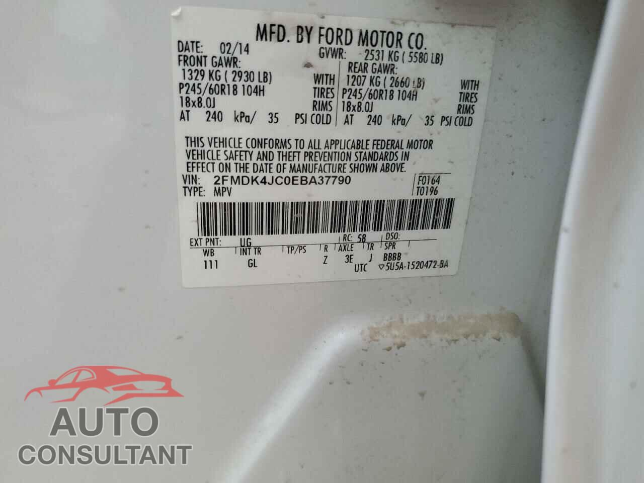 FORD EDGE 2014 - 2FMDK4JC0EBA37790