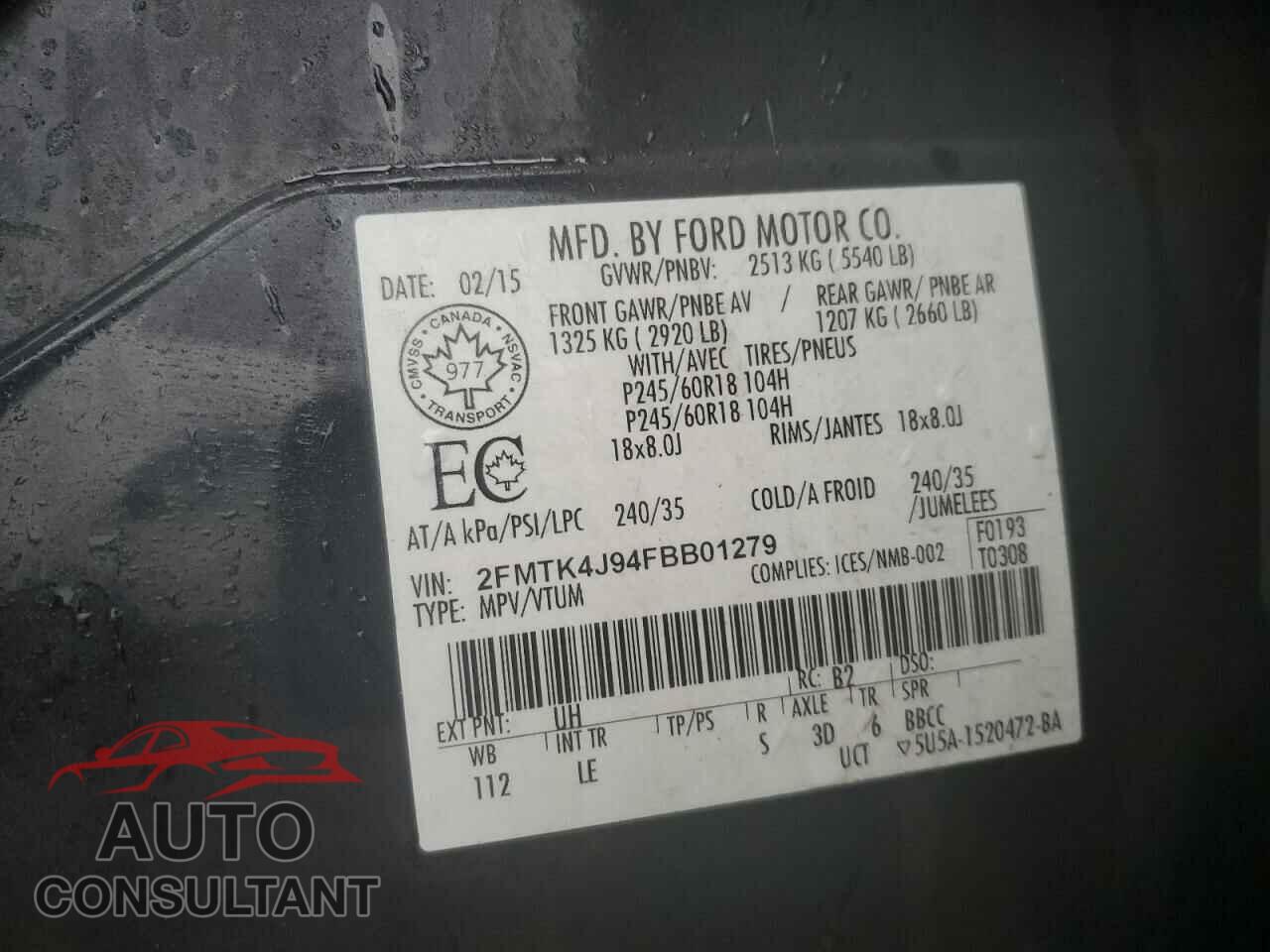 FORD EDGE 2015 - 2FMTK4J94FBB01279