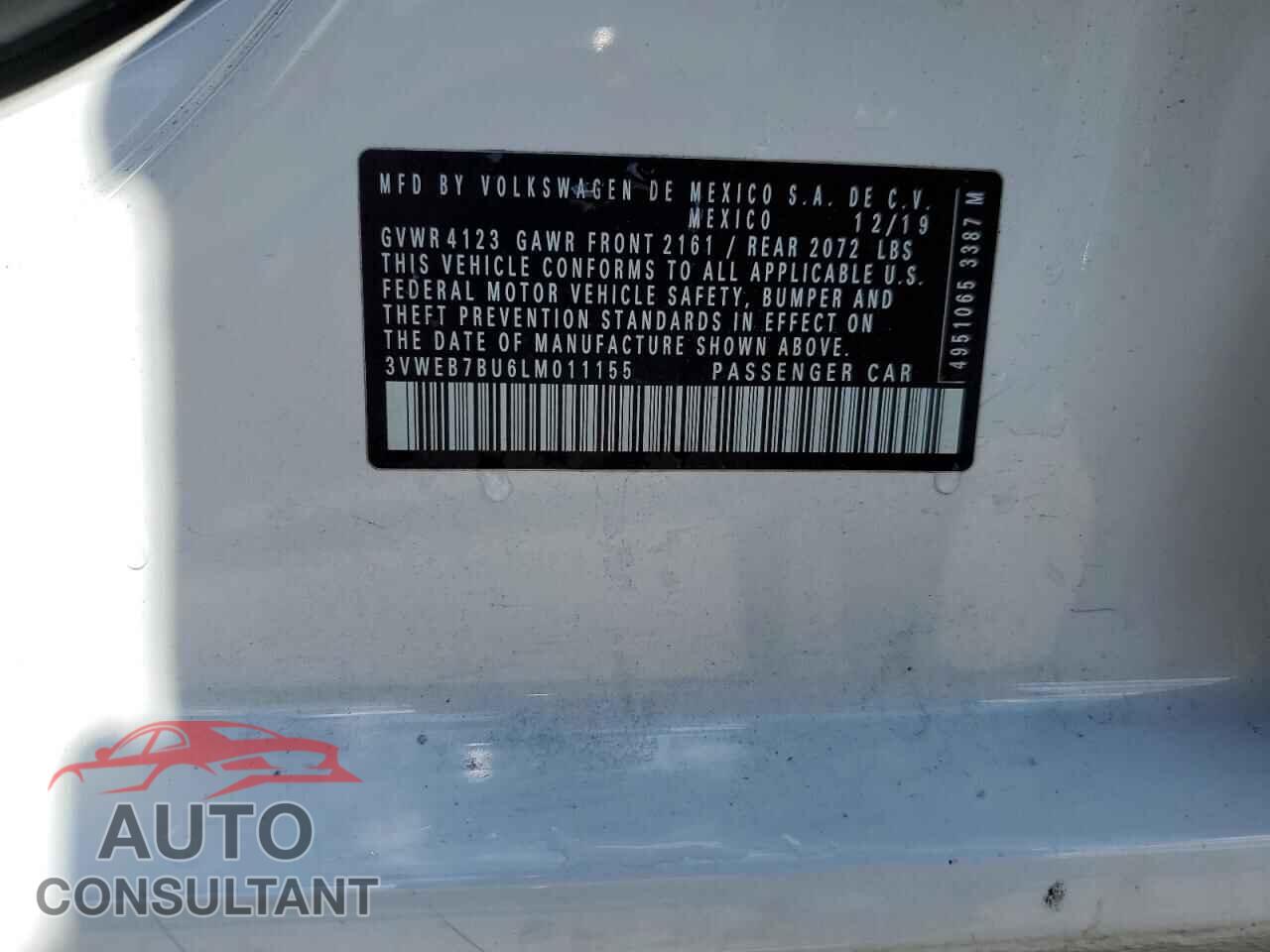 VOLKSWAGEN JETTA 2020 - 3VWEB7BU6LM011155