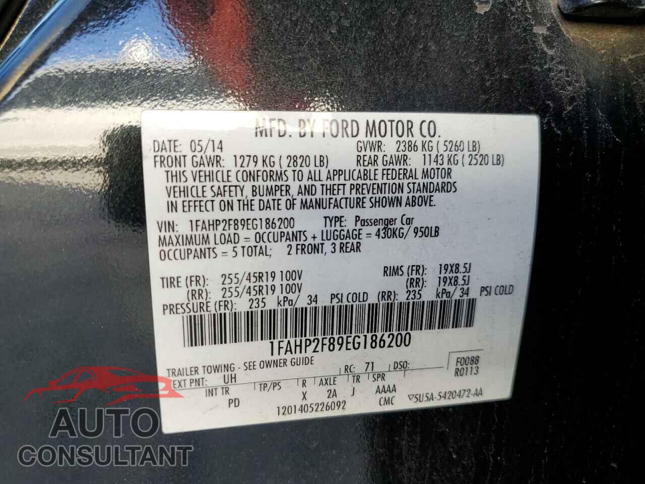 FORD TAURUS 2014 - 1FAHP2F89EG186200