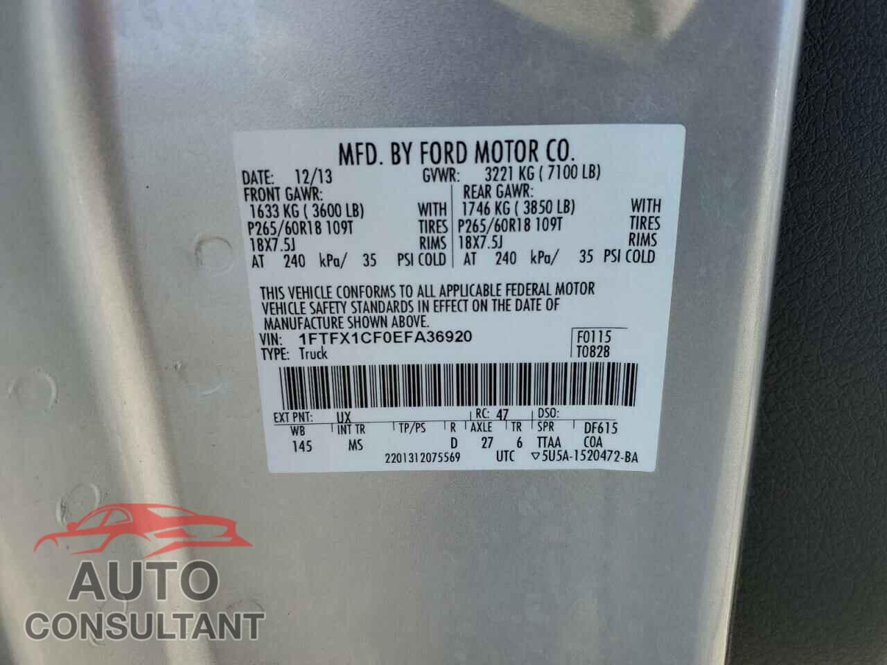 FORD F-150 2014 - 1FTFX1CF0EFA36920