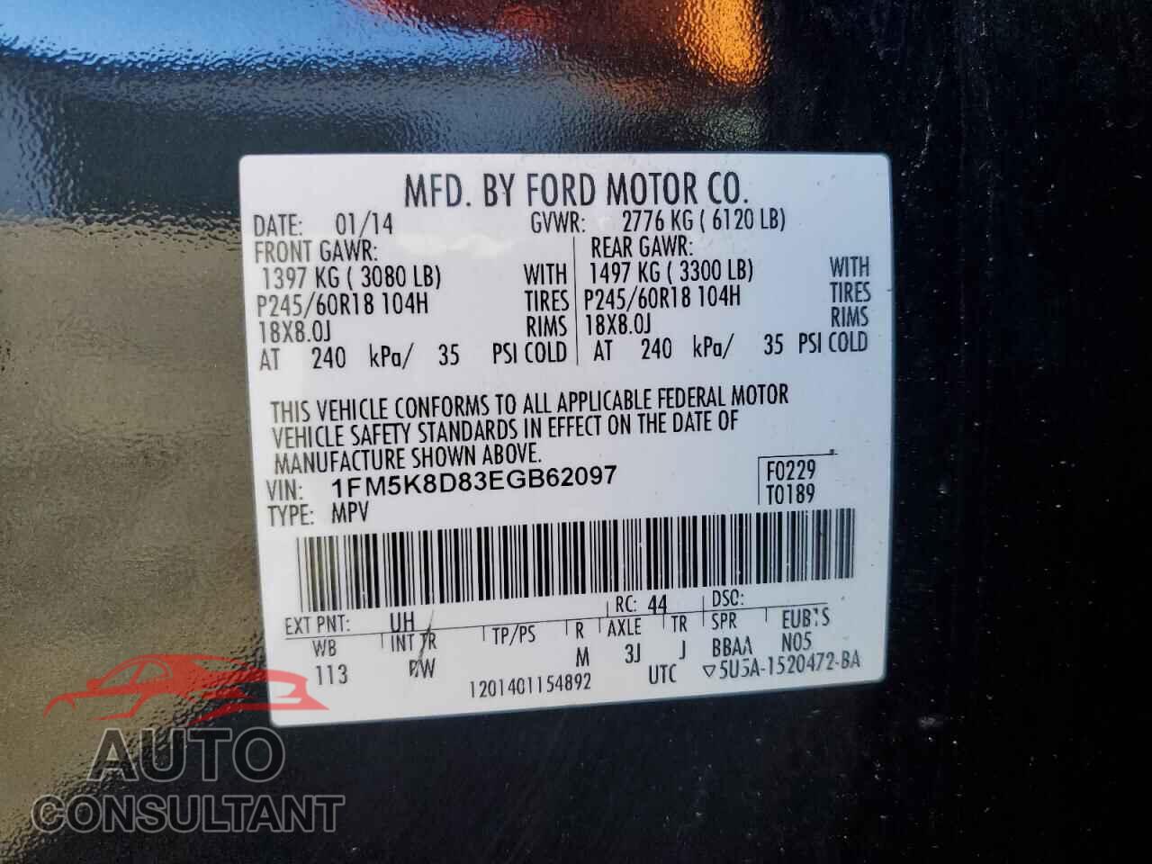 FORD EXPLORER 2014 - 1FM5K8D83EGB62097