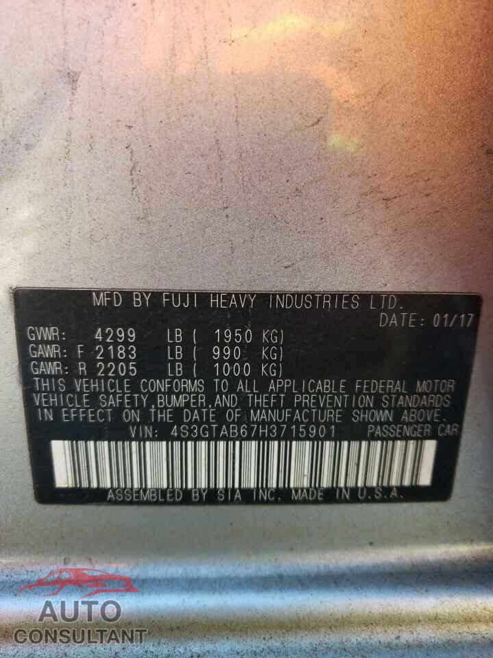 SUBARU IMPREZA 2017 - 4S3GTAB67H3715901